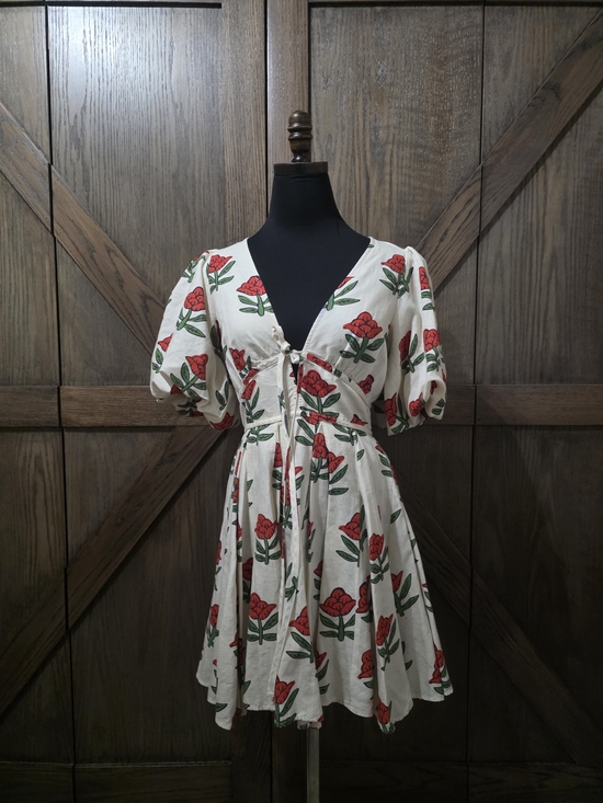 RHODE Dresses & Skirts - RHODE Ivory Mini Dress with Red Floral Print